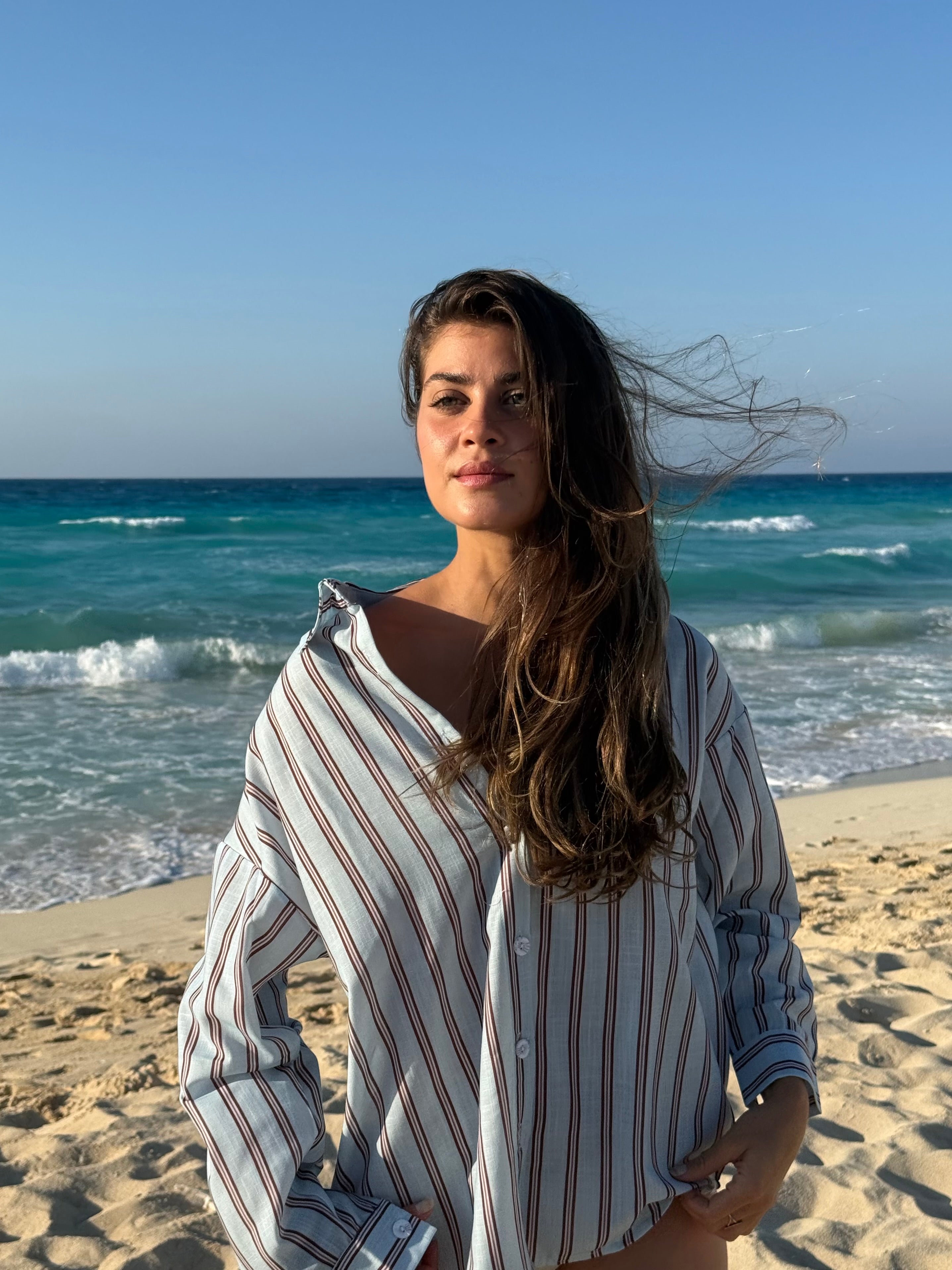 Blue fizz striped linen (shirt)